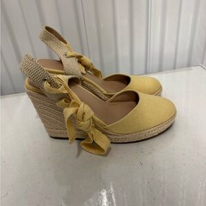 Women's size 6.5 Yellow Espadrille Wedge Sandals
